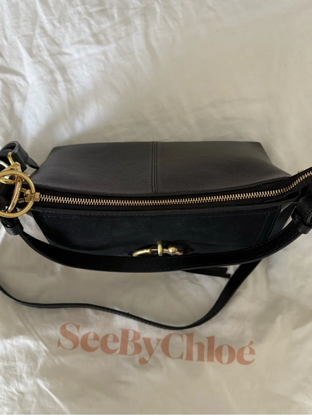 See By Chloe Black Leather Ring-Detail Crossbody Bag - Picture 2 of 11
